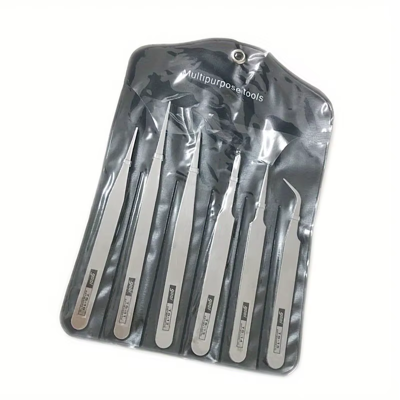 Pincettes en acier inoxydable, 6 pièces, plantes succulentes Ts-15, pincettes coudées, ensemble de p