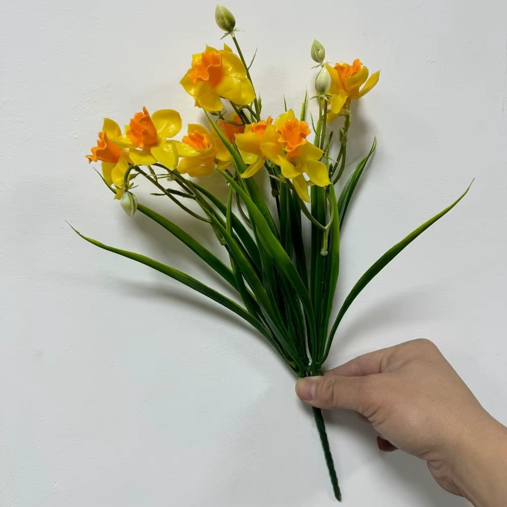 10 Têtes de Narcisses Artificiels Jaunes – Fleurs Réalistes pour DIY – Fleurs Artificielles Douces e