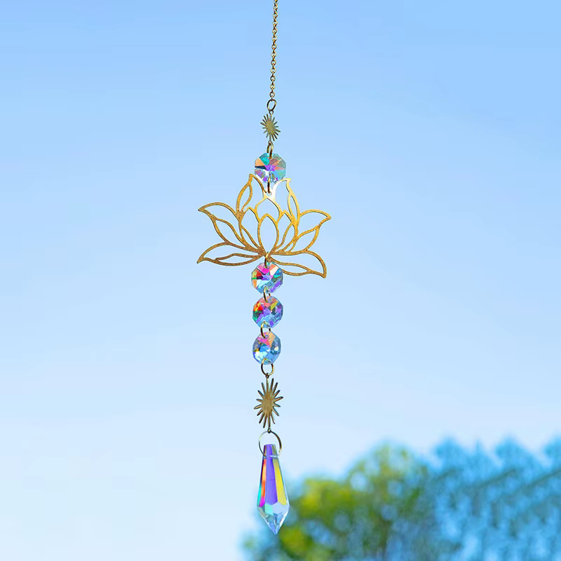 Attrape-soleil en cristal Élen métal Lotusand, breloque, fait à la main, adapté au vent de la maison