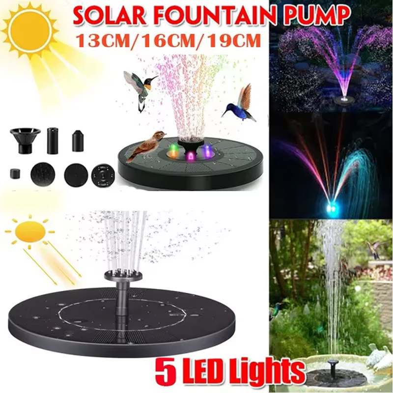 Pompe de fontaine solaire, Kit d'arrosage de plantes à économie d'énergie, fontaine solaire colorée,