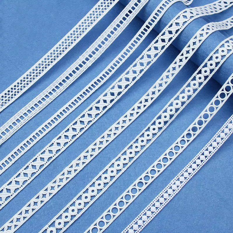 Rubans d'habillage en dentelle brodée en coton blanc de haute qualité, 5Yards, tissu, matériaux arti
