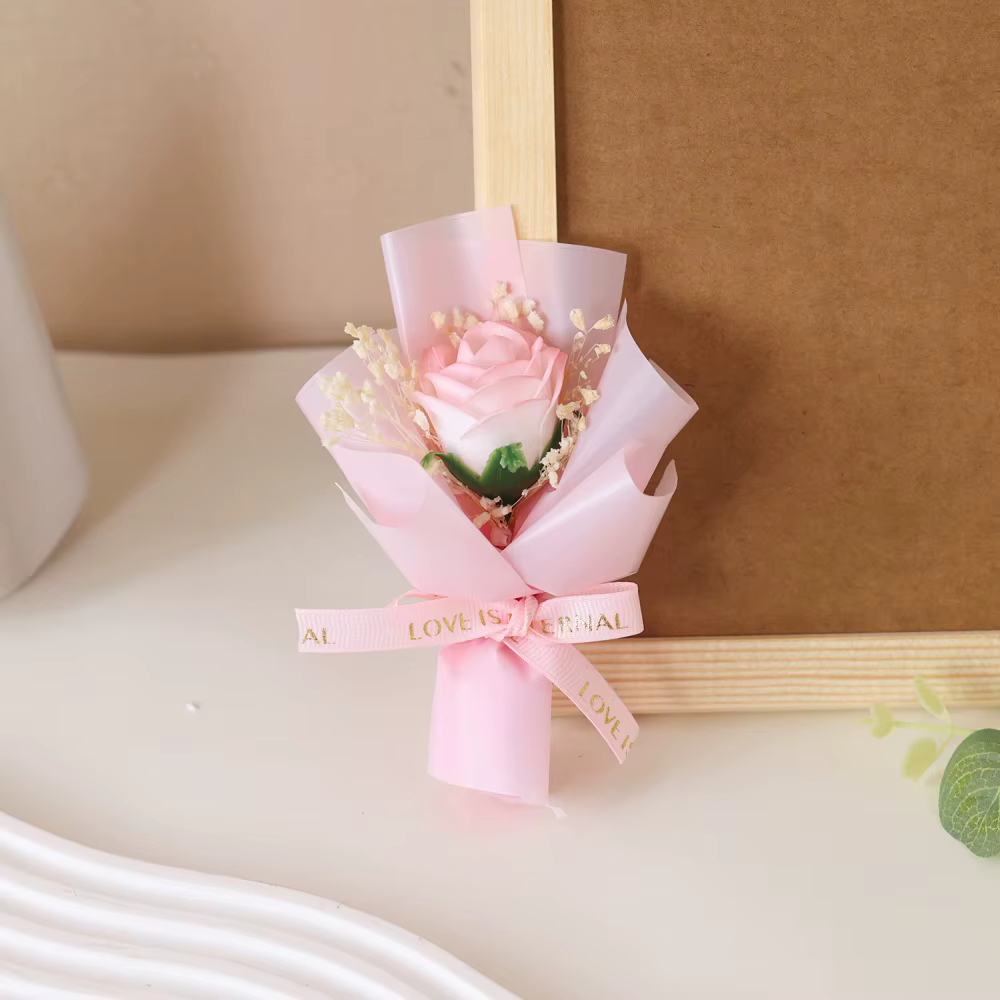 Mini Bouquet de fleurs de savon artificielles, roses artificielles, cadeau d'anniversaire pour la sa