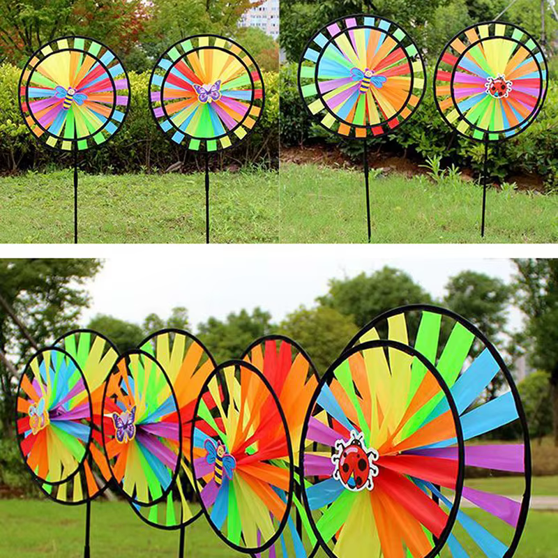 Moulin à Vent à Double Couche Coloré, Jouets pour Enfants, Décor de Jardin