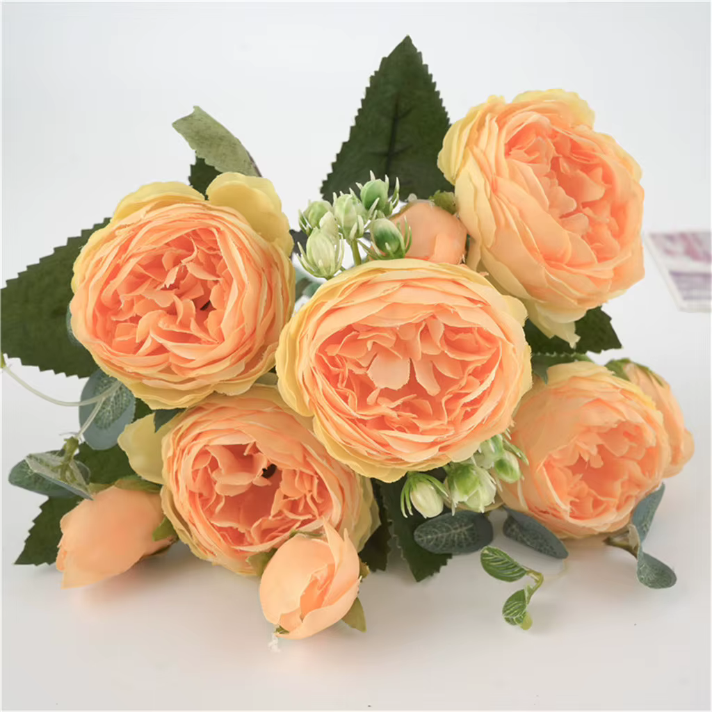 1 bouquet de fleurs pivoines en soie, accessoires décoratifs de maison, fleurs roses artificielles p