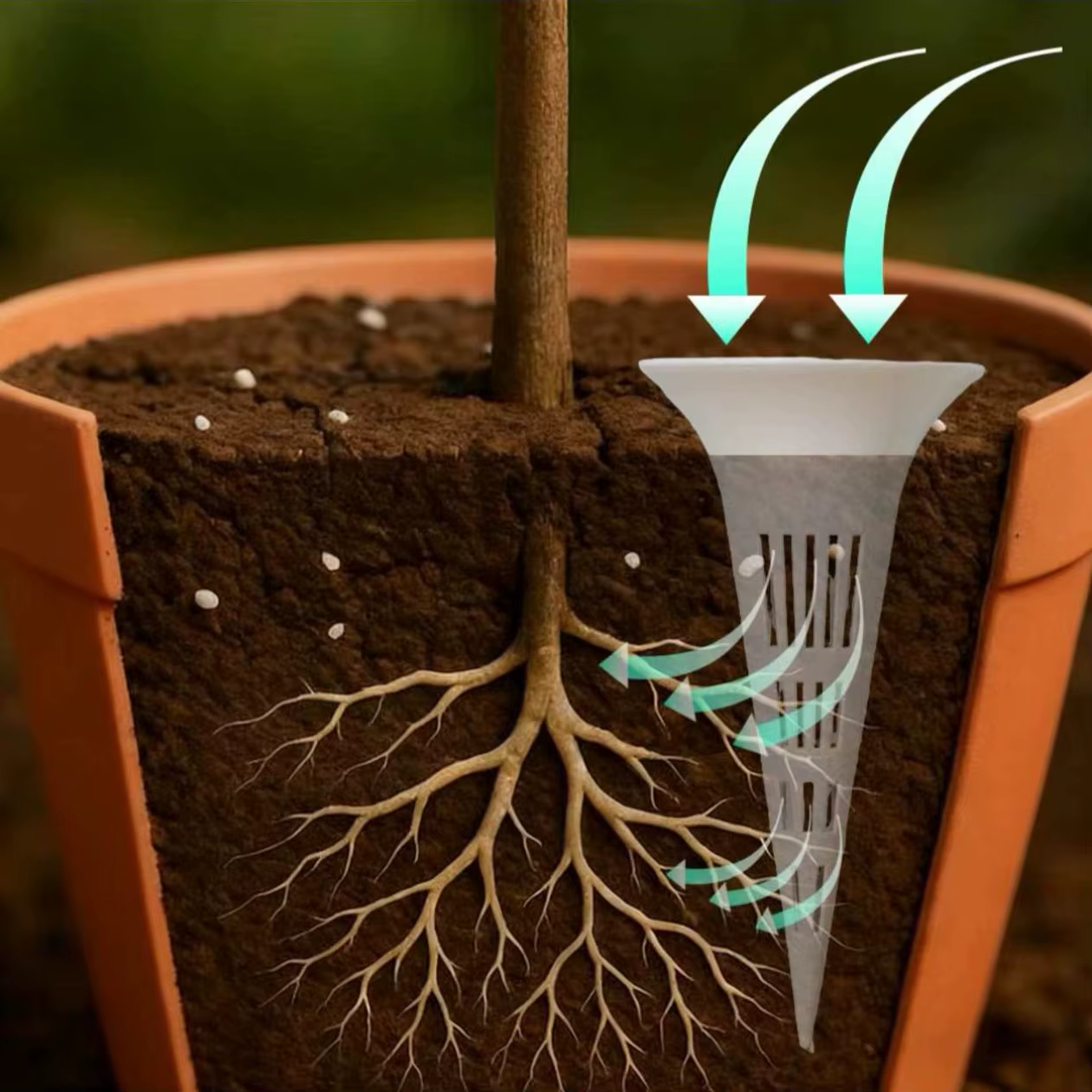 Dispositif d'arrosage respirant pour plantes coniques, 6 pièces, fond de bonsaï de jardin, plante de
