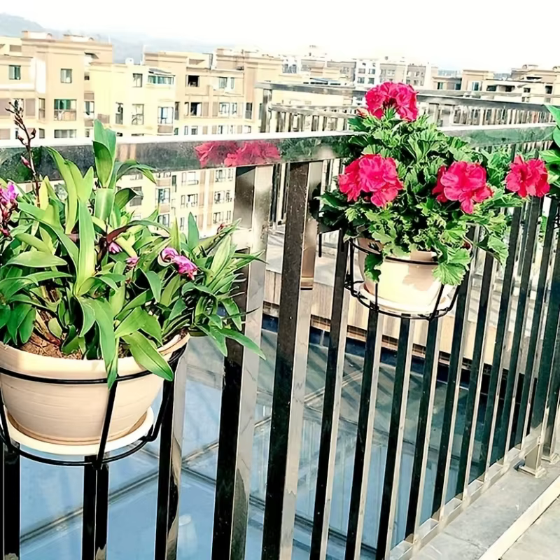 Jardinières suspendues rondes élégantes en métal, 4 pièces, parfaites pour le balcon, le jardin et l