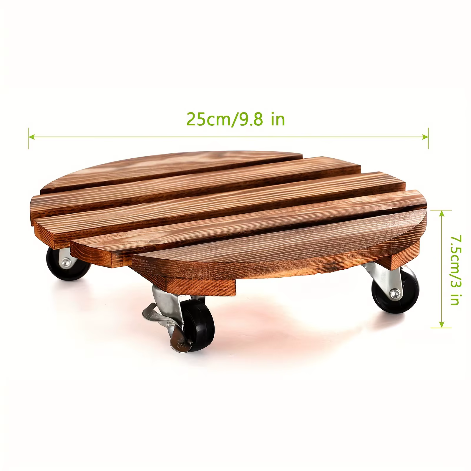 Support de plante à roulettes avec roues, chariot à roulettes rond, verrouillable en métal, 2 paquet
