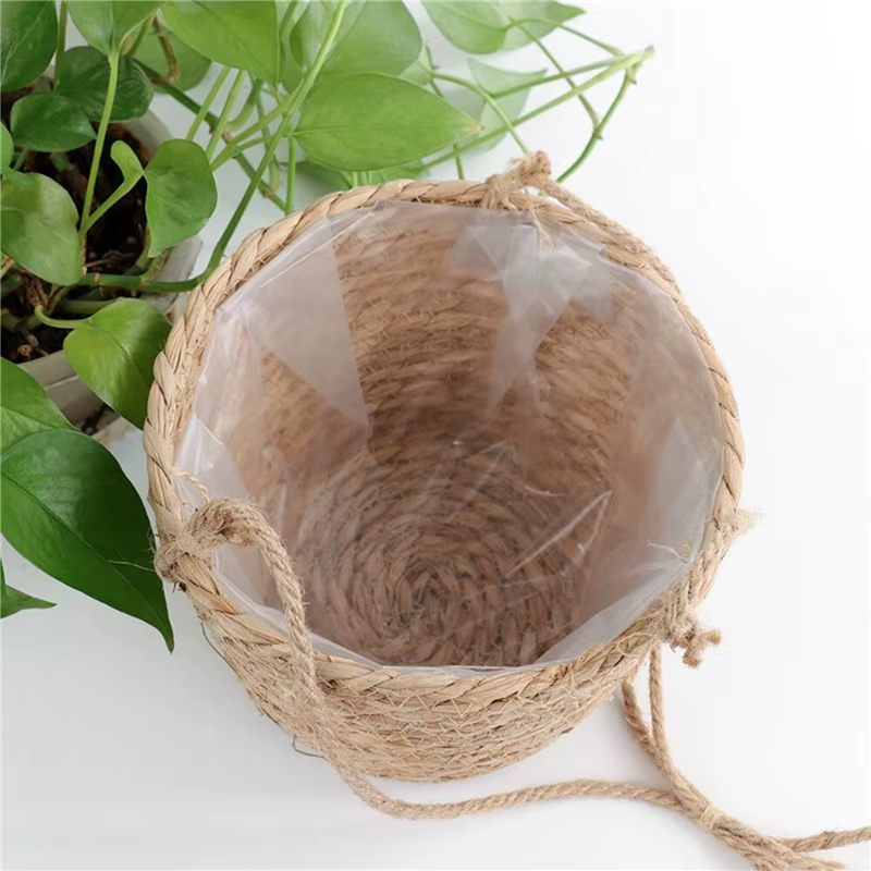 Paniers de fleurs suspendus tissés en herbe, plantes vertes suspendues, panier de fleurs en pot, Pot