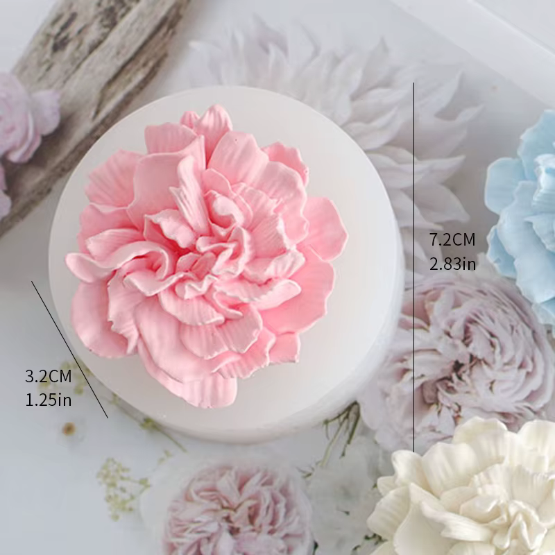 Bougie de gypse d'aromathérapie de fleur d'oeillet, moule en silicone, décoration faite à la main de