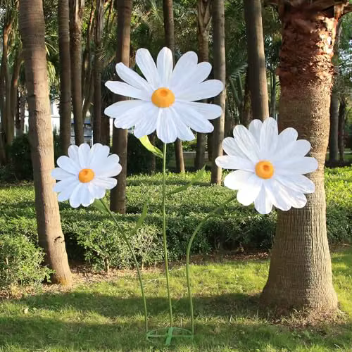Grands fleurs de marguerite artificielles géantes, décor pour fête d'anniversaire, arrière-plan de B
