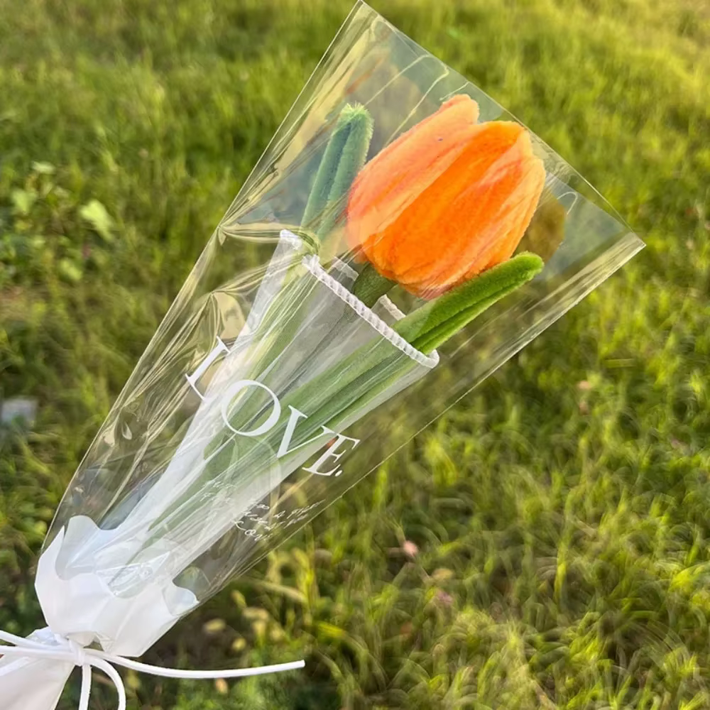 Romantique 30 cm tricot fleur Rose tulipes cadeaux faits à la main ​ Simulation de tulipes au Croche