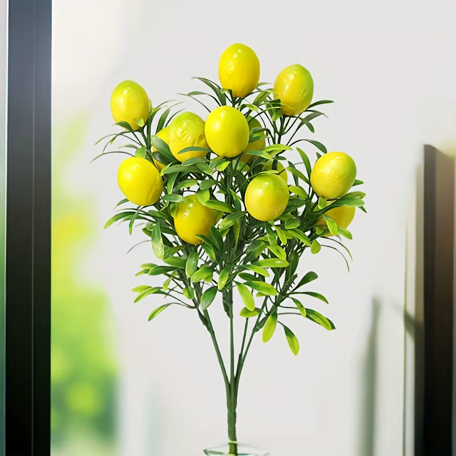 Branche de citron artificielle très réaliste, plante de simulation en plastique pour chambre, cuisin