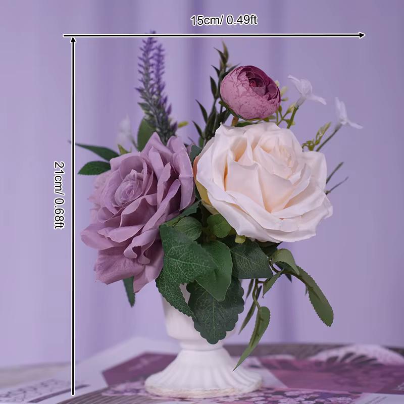 Bouquet de fleurs série violette H865304, Vase de Table décoratif, accessoires d'arrangement Floral 