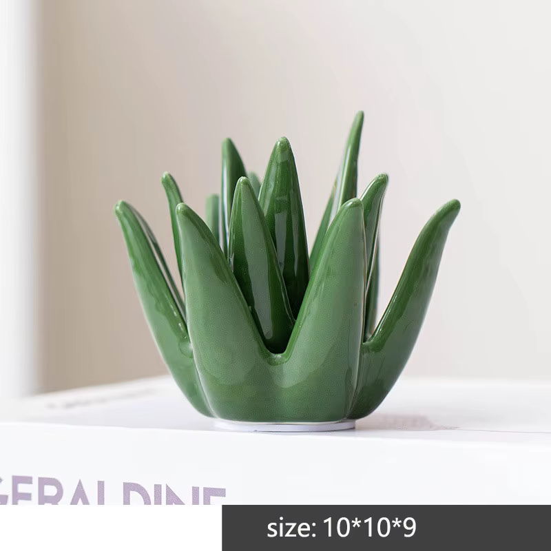 Anneau Cactus en céramique nordique à l'aloe vera, bijoux, rangement de boucles d'oreilles, étude à 