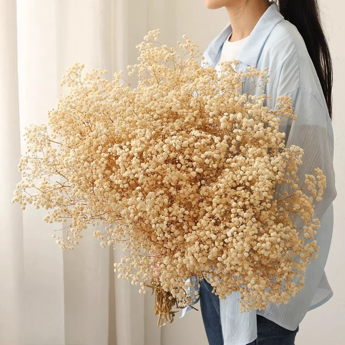 Bouquet de fleurs séchées pour bébé, 110g, fleurs sèches naturelles, gypsophile, décoration de maria