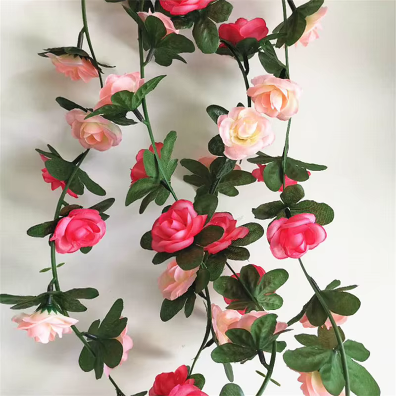 Nouvelle fleur artificielle rotin décoration rose soie guirlande décoration de mariage simulation se