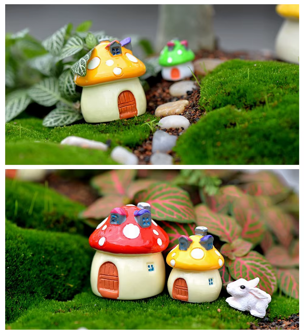 Accessoires de jardin féerique, 4 tailles, ornement de champignon Miniature, Statue, Pot de plante,