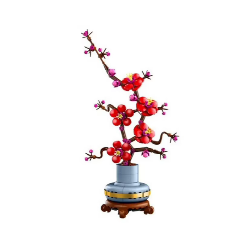 Modèle de fleur de prunier en pot, ornement de bureau et de maison, cadeau idéal pour les amateurs d