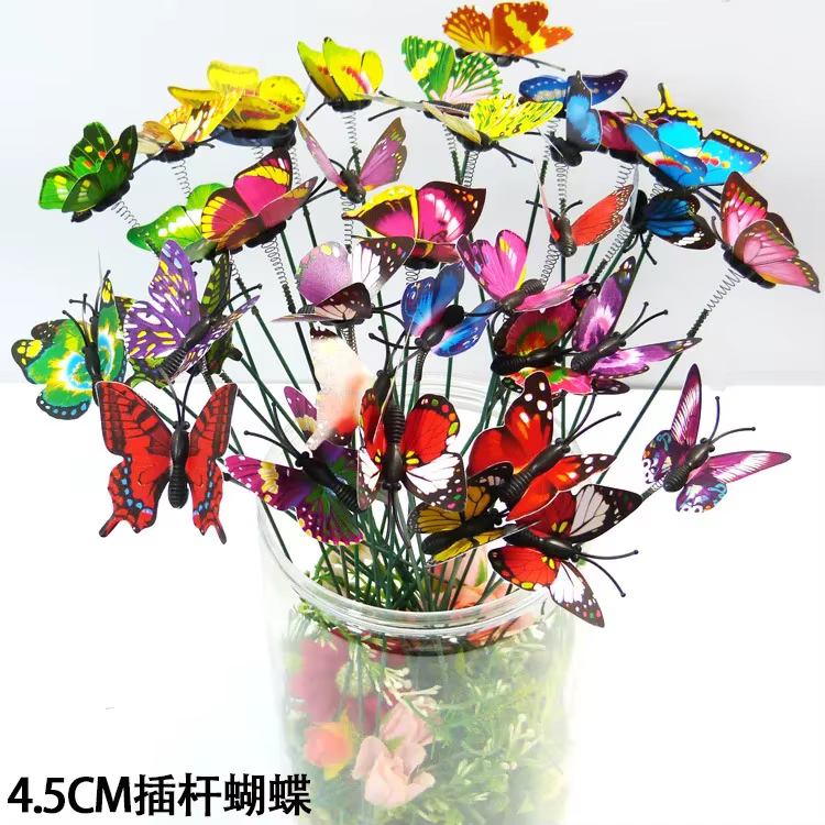 Piquets de papillon fantaisistes colorés, jardinière de jardin, bouquet de papillons, décoration d'e
