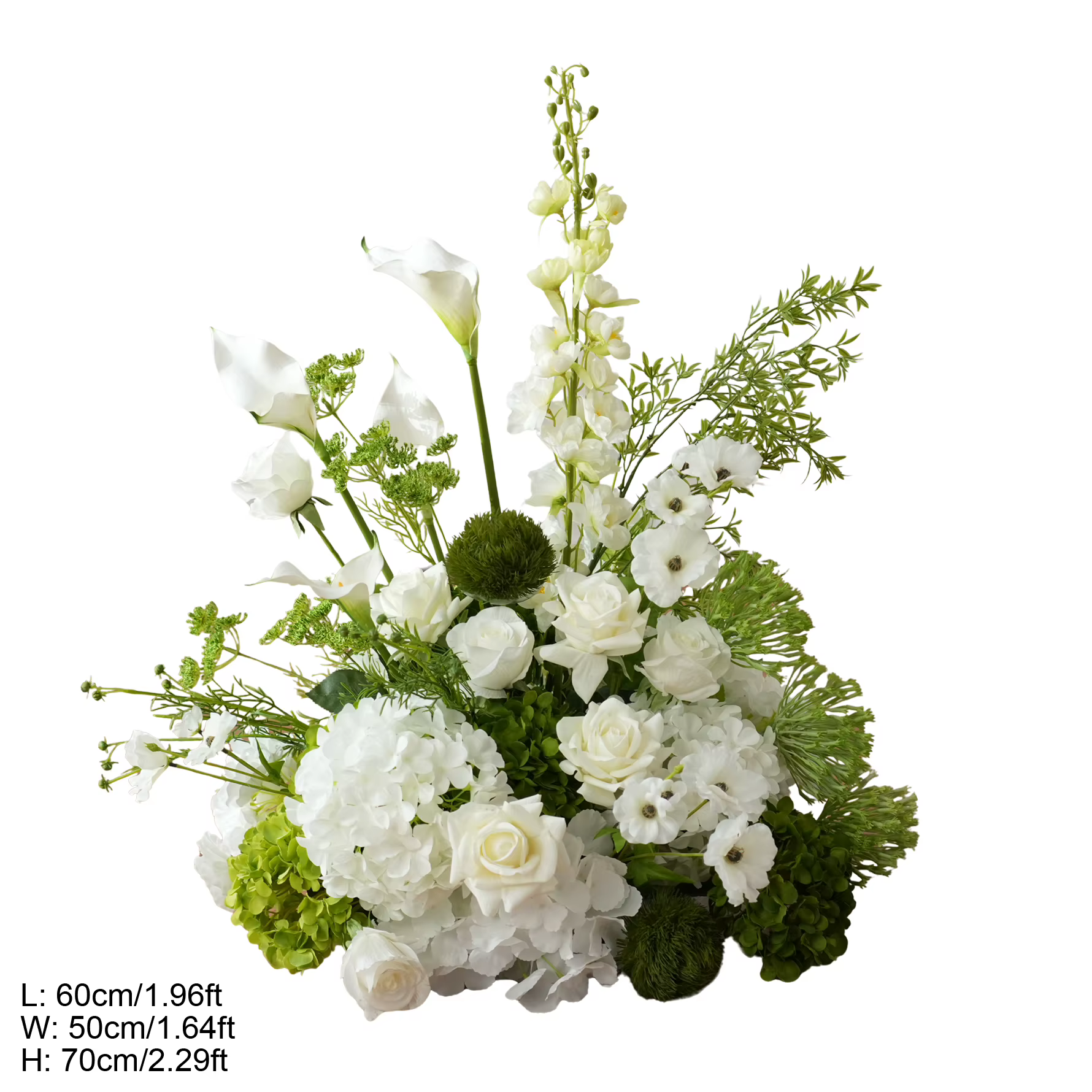 H9112 Hortensia Blanc Suspendu, Plante Verte Artificielle, Composition Florale pour Centre de Table 