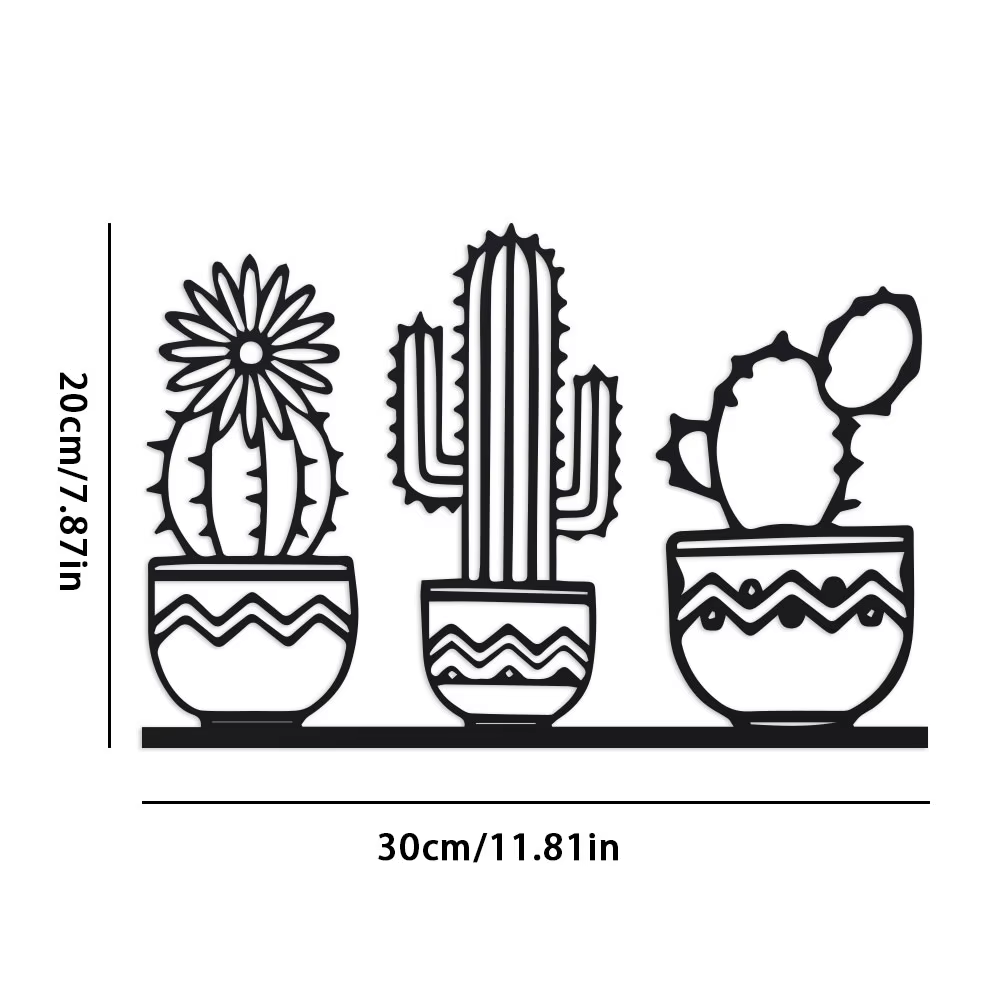 Un art mural en métal de cactus, décoration extérieure de cactus du désert, panneau de jardin succul