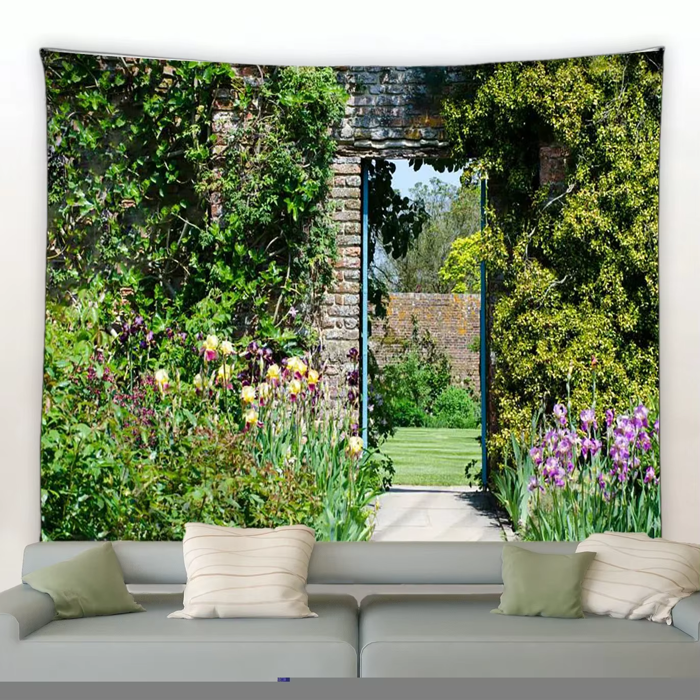 Tapisserie de fleurs de jardin de printemps, décor mural, maison, salon