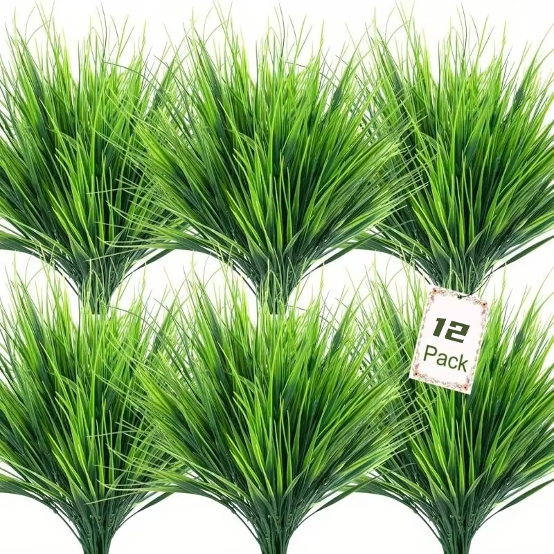 12 plantes artificielles aux couleurs vives et résistantes aux UV - Bouquets de herbe de printemps d