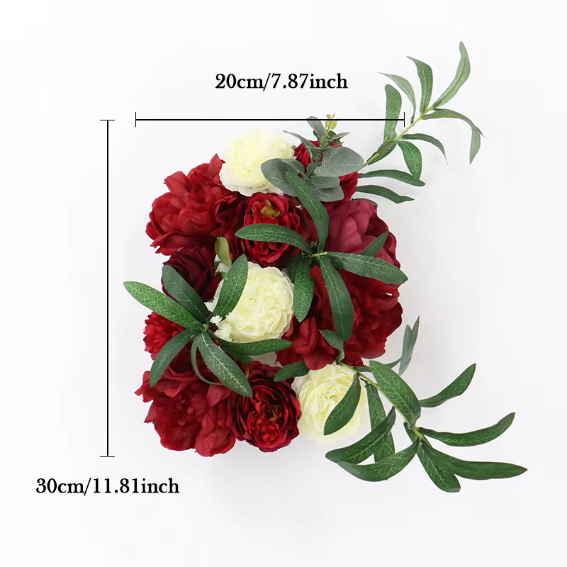 Guirxiété de roses bordeaux personnalisée, Nucleement de fleurs artificielles, Centre de table de ma
