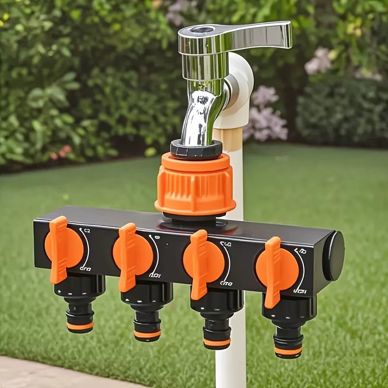 Distributeur de tuyau d'arrosage à 4 voies avec 4 interrupteurs indépendants - adapté aux systèmes d