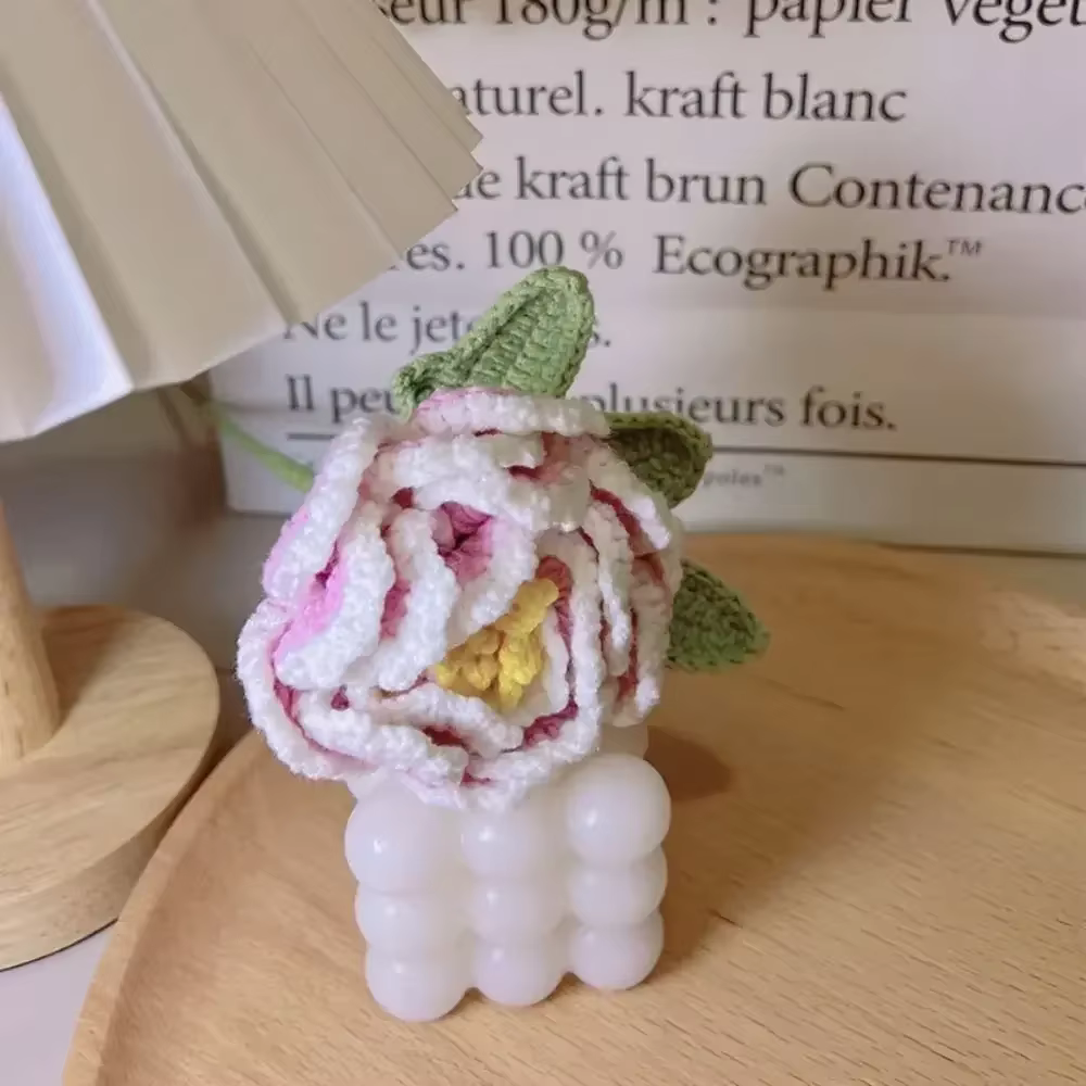 Bouquet de pivoines au crochet fait à la main, fleur artificielle tissée à la main, fleur de simulat