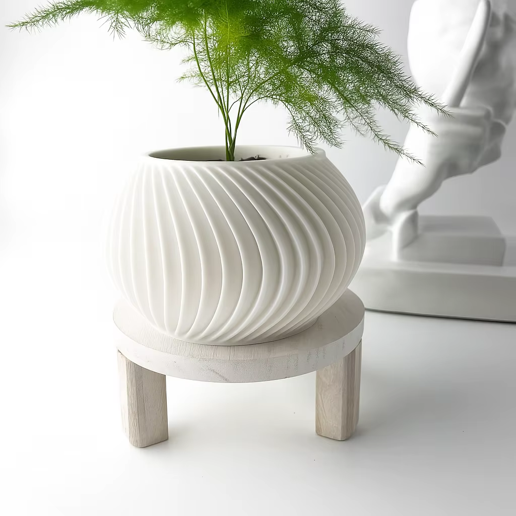 Pot à plantes moderne et minimaliste imprimé en 3D - Pot à fleurs biodégradable pour la décoration d