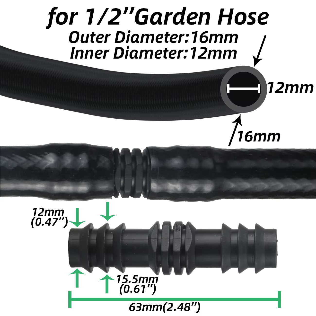 SPRYCLE 10 pièces 16mm raccords connecteur droit Micro Irrigation goutte à goutte 1/2 ''PE tuyau tuy
