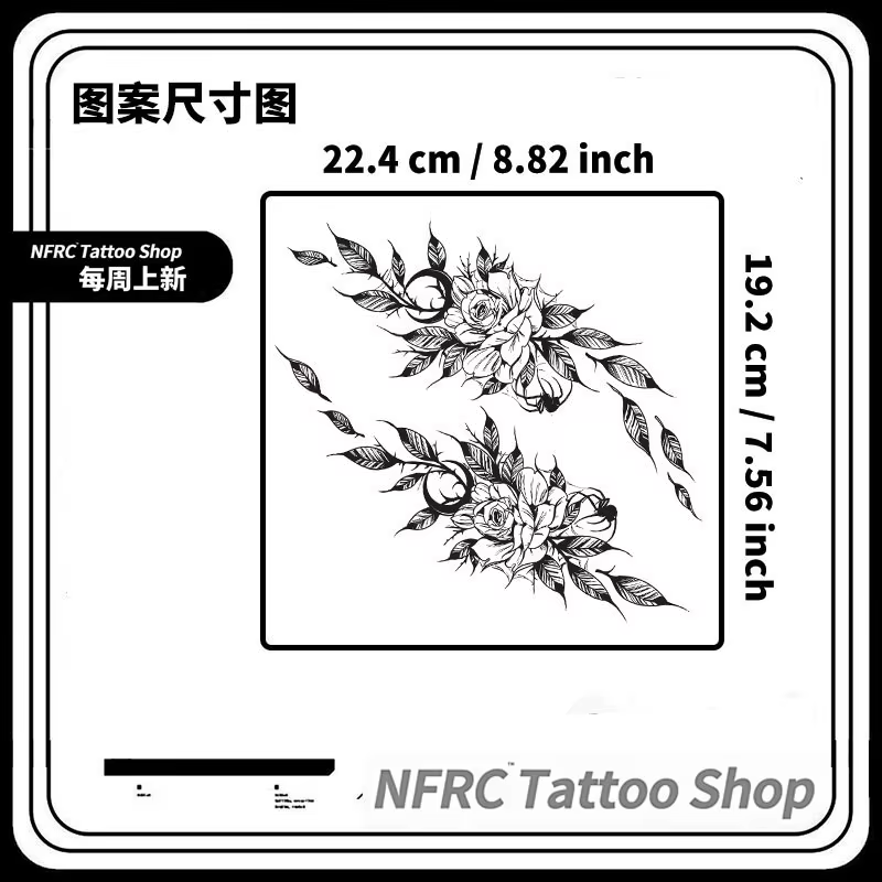 Autocollants de tatouage de jus de plantes de Rose de lune foncée sexy pour femmes hommes, tatouage 
