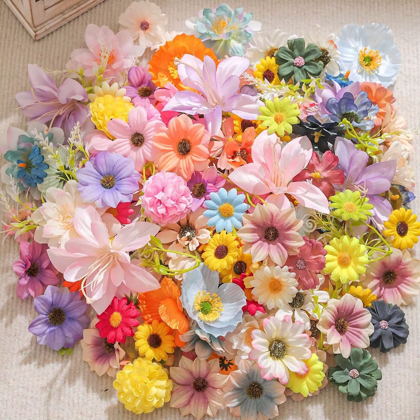 20/50 pièces de fleurs artificielles mélangées, 2-8 cm, fausses fleurs pour la Saint-Valentin, décor