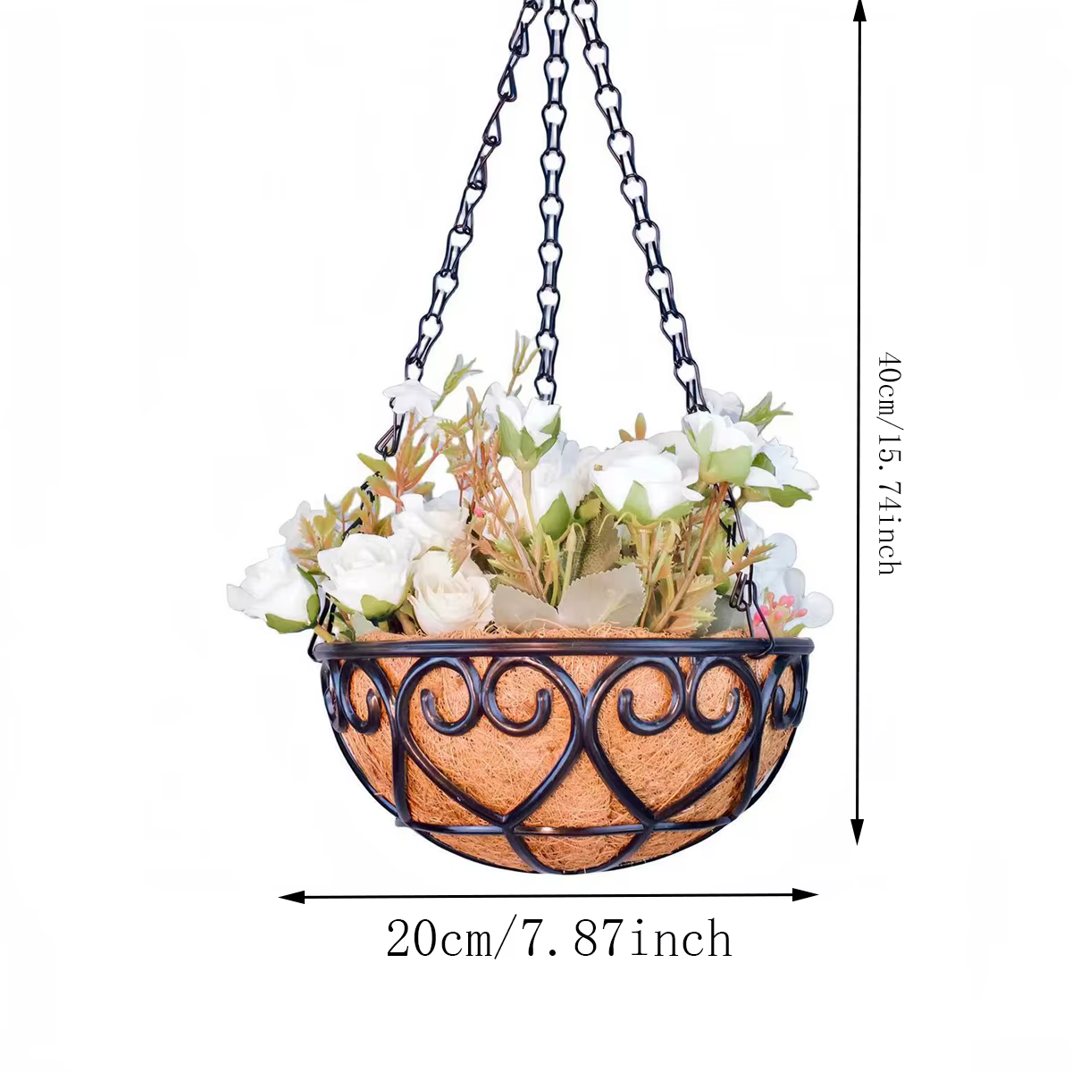 Pot de fleurs rond en fer marron noix de coco, panier suspendu, plante verte charnue créative europé