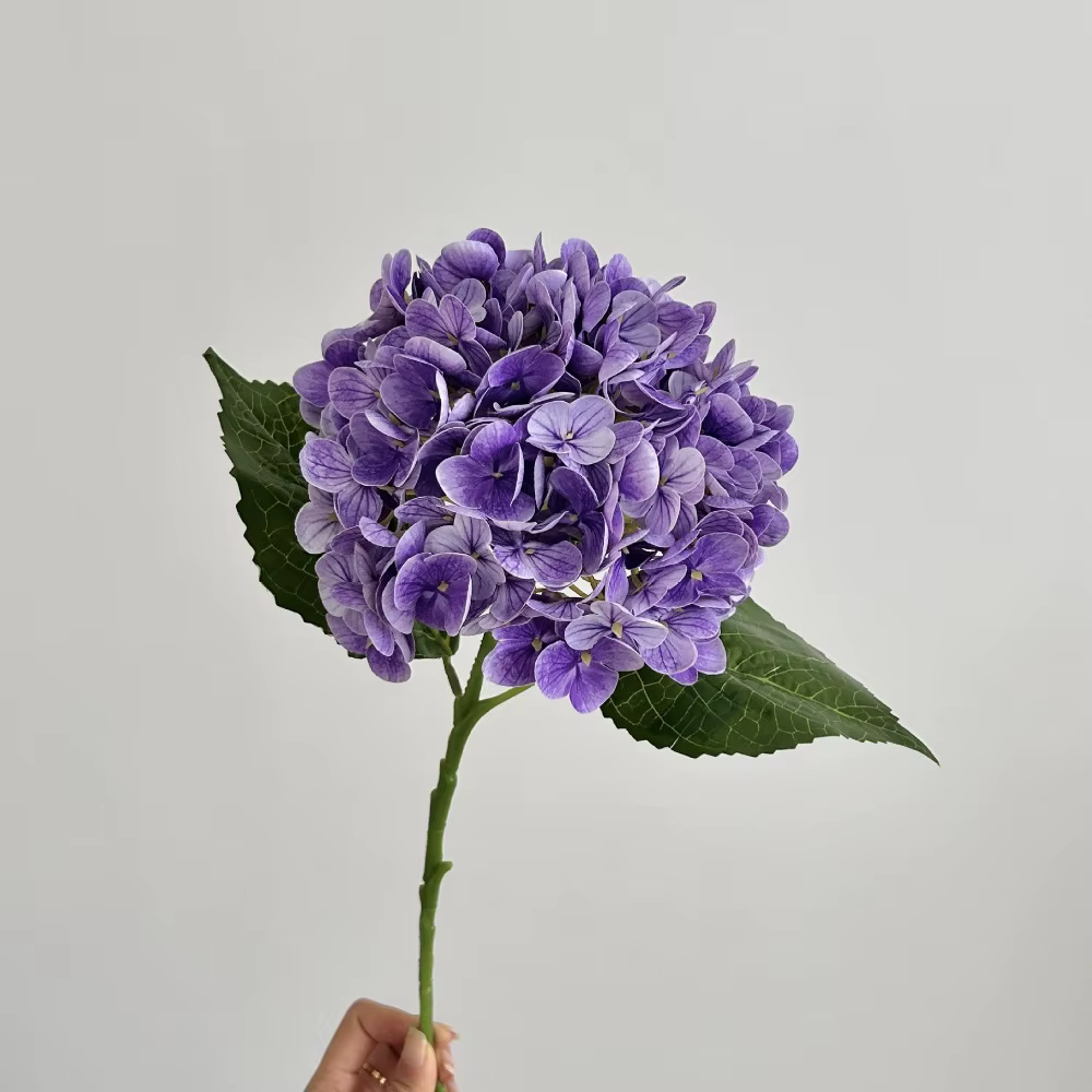 Fleurs artificielles en tissu de soie réalistes, fleurs d'hortensia 3D au toucher réaliste, grandes 