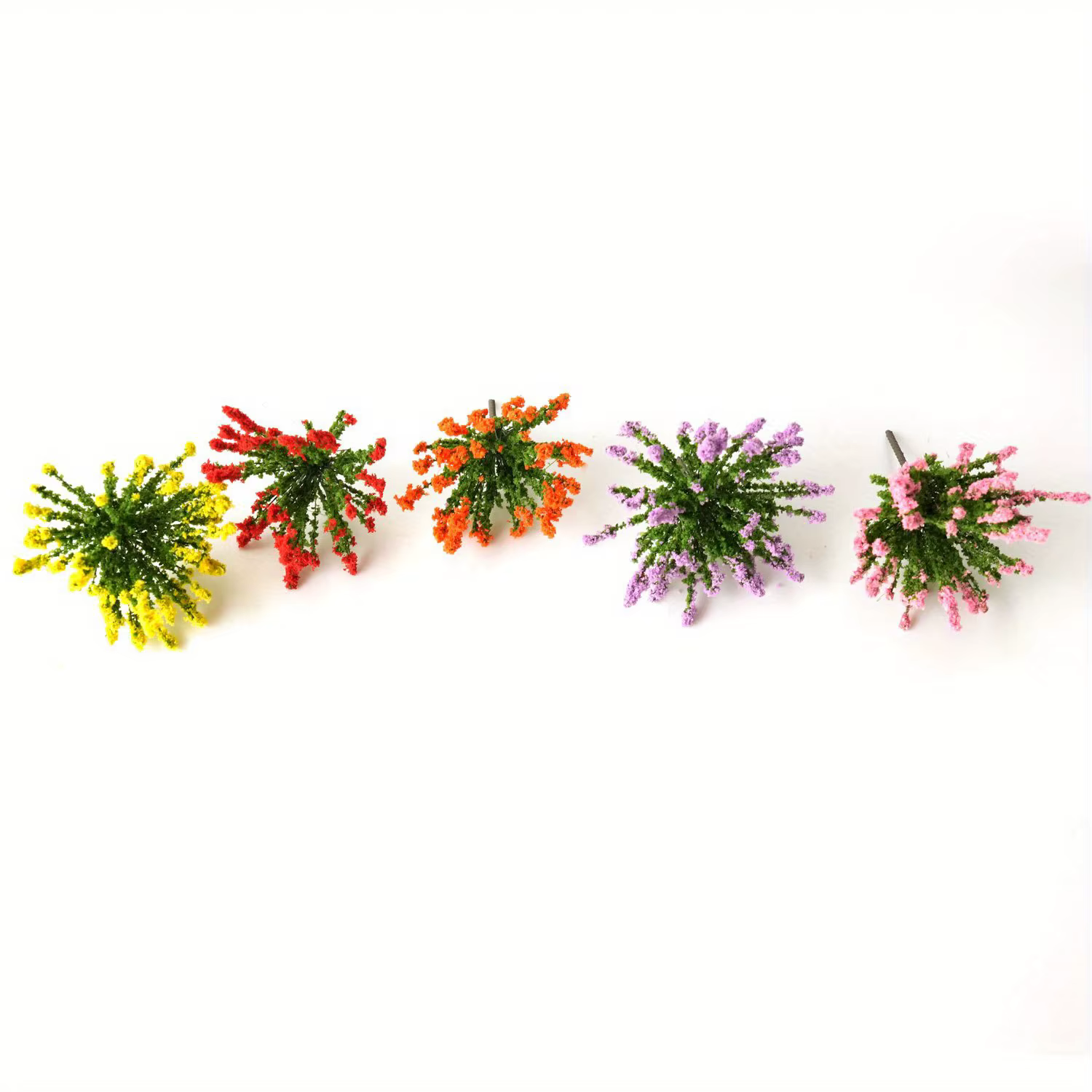 5 Pièces de Arbustes Miniatures Colorés, Grappes de Fleurs pour Micro-Paysages, Modèles de Scènes St