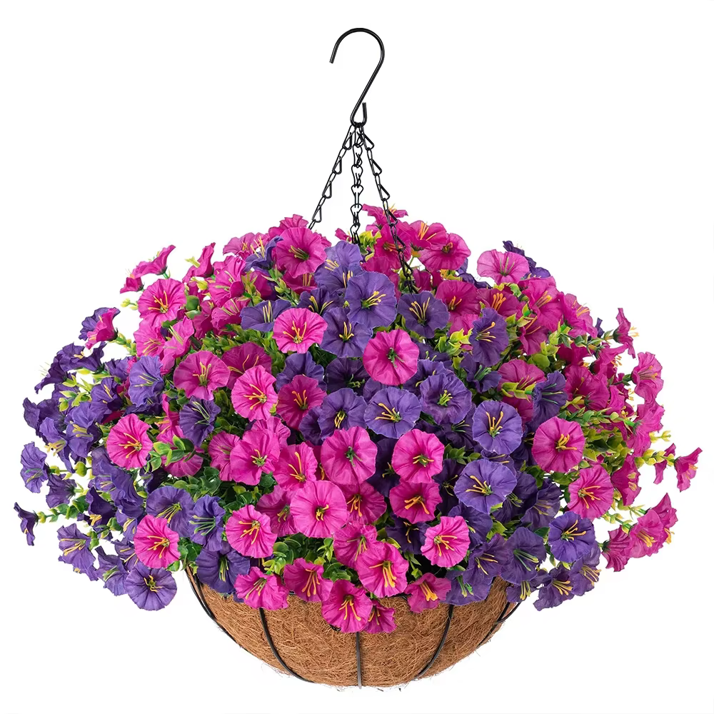 Plantes à fleurs artificielles suspendues avec panier, pour jardin, porche, décoration extérieure, f