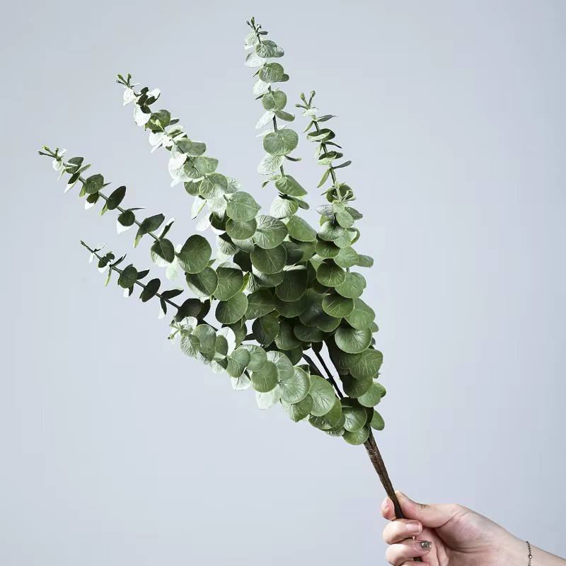 Lot de 5 bouquets d'eucalyptus artificiels en plastique, plantes vert foncé, décoration pour centre 