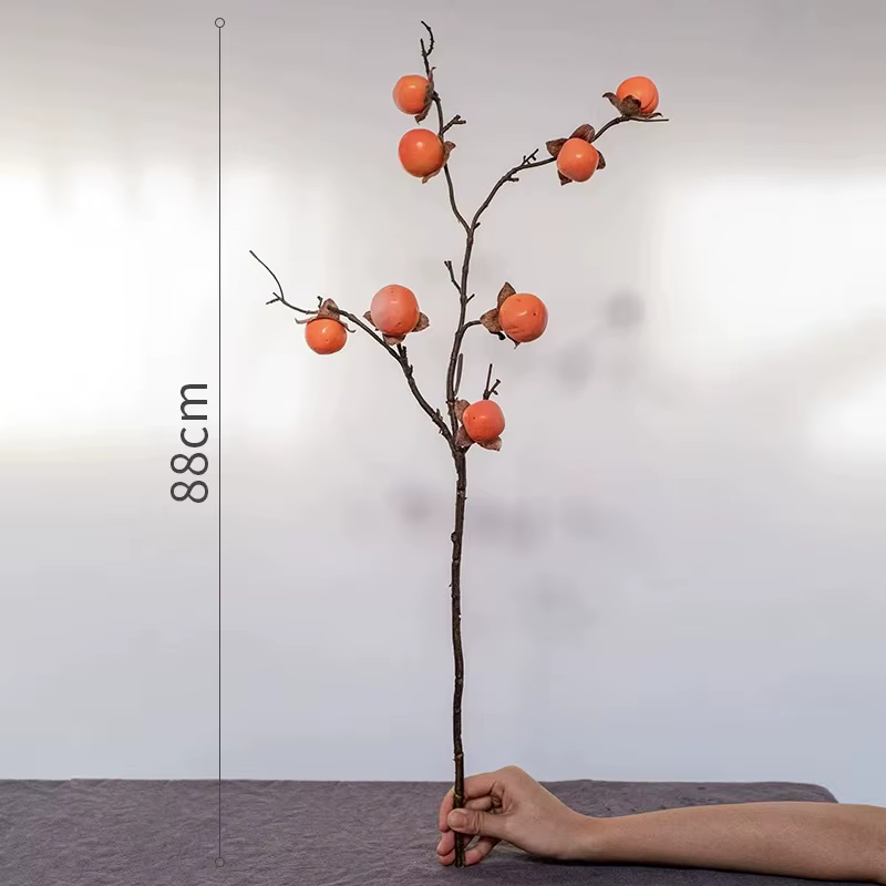 Simulation de 8 petits fruits de kaki, fausses fleurs artificielles de baies de mariage, décoration 