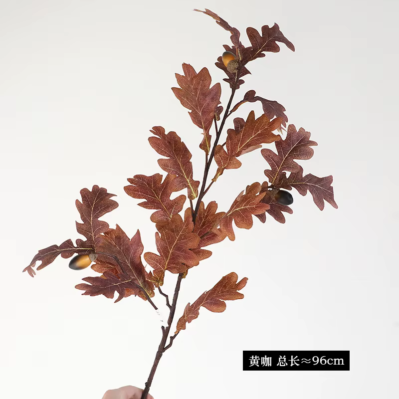 Feuilles de chêne à branches longues, 4 pièces, fleurs artificielles, arrière-plan de mariage, Arran