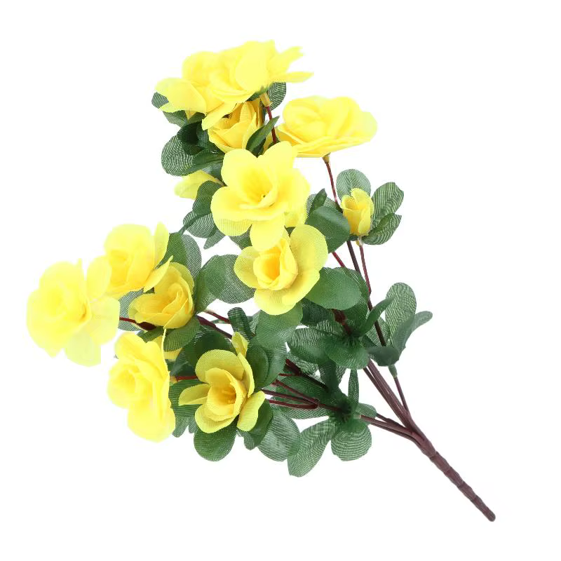 Bouquet de fleurs d'azalées artificielles, fausses fleurs de rhododendron, pour jardin extérieur, or