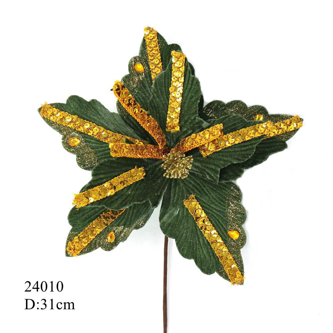 Nouveau produit 31CM fleur de noël artificielle flanelle de haute qualité fausse fleur nouvel an déc