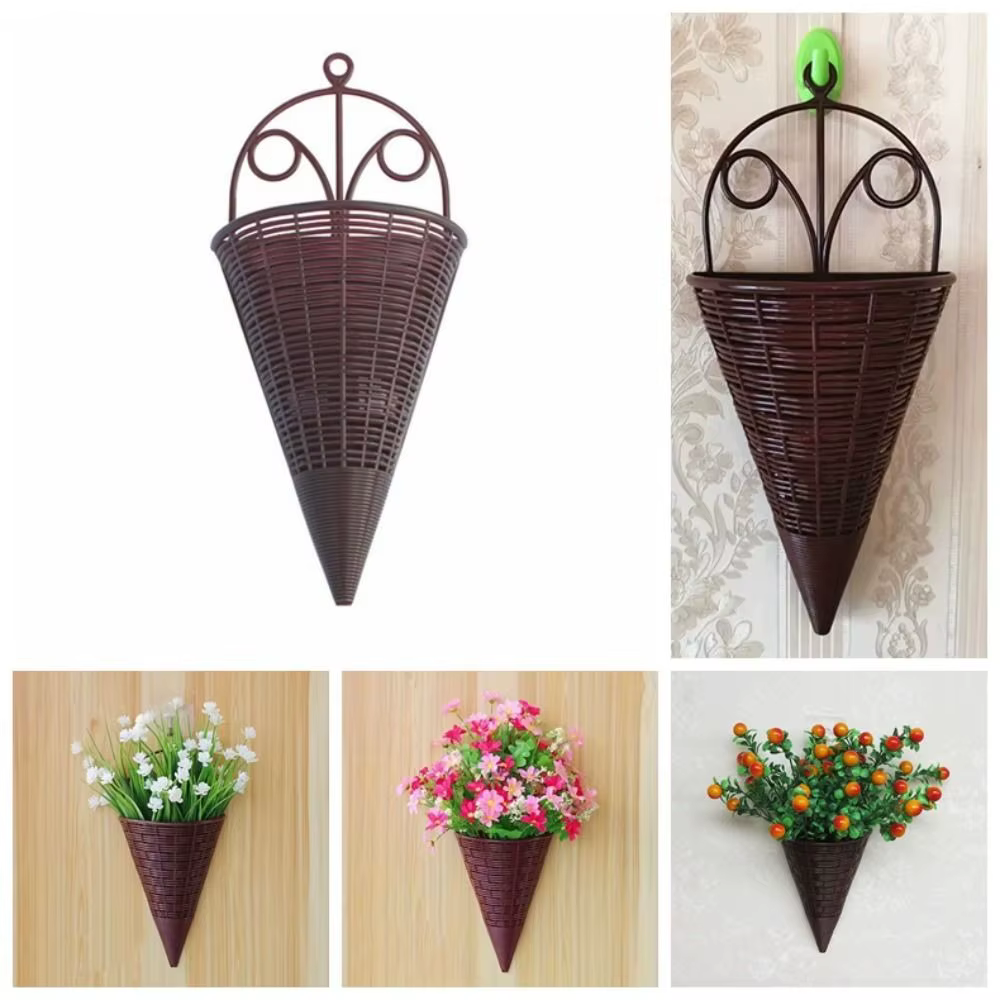 Panier de fleurs suspendu en plastique, décoration de la maison, Art Durable, tenture murale en roti