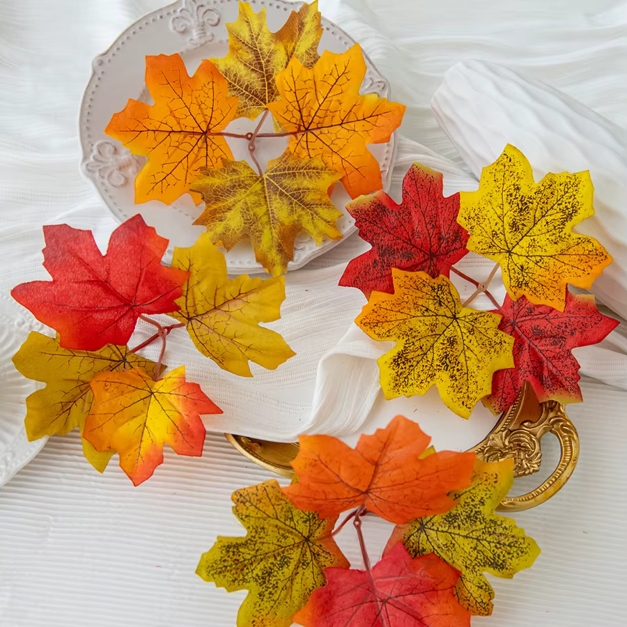 Plantes artificielles Fleurs Soie Feuille D'érable Halloween Festival De Noël Décoration Maison Sall