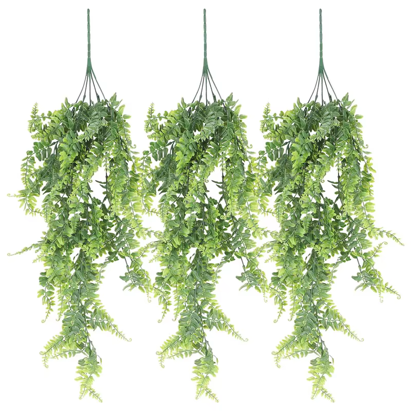 AA81 - Lot de 3 plantes artificielles suspendues, fausses lianes de lierre, fougères de Boston, plan