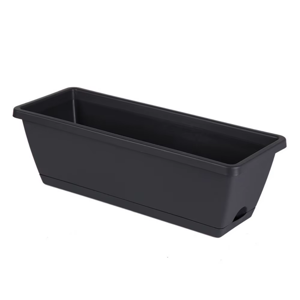 Lot de 3 pots de fleurs rectangulaires en résine, respirants, grande capacité d'absorption d'eau, av