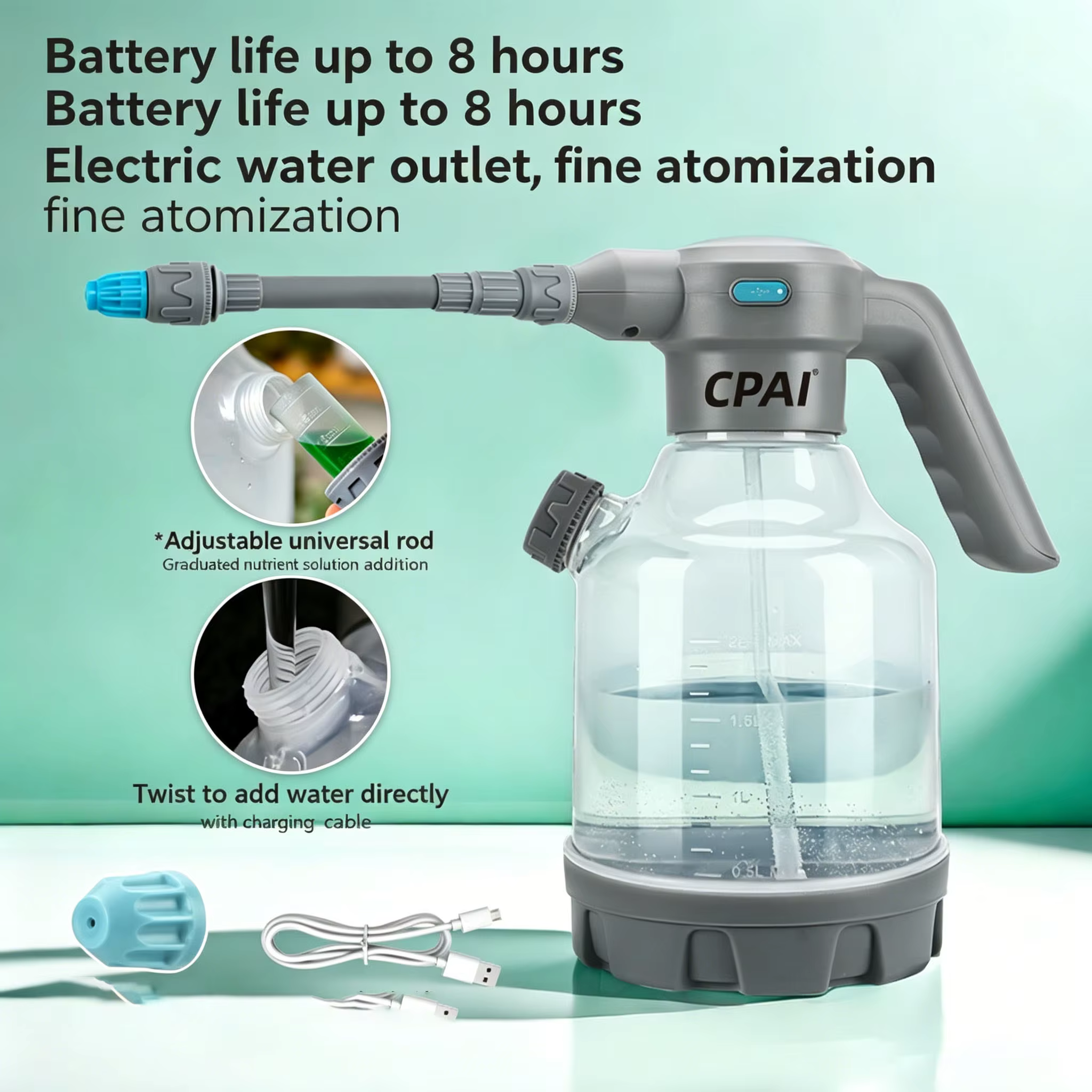 Arrosoir électrique rechargeable pour arroser les fleurs, pulvériser la désinfection, petit appareil