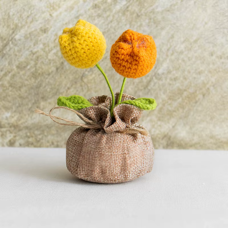 Belle tulipe Crochet en pot tricoté tulipes Crochet tissé fleur tricot plante bureau décor amis cade