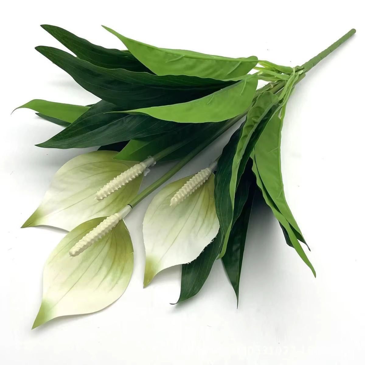 Fleur artificielle de calla printanière - Plante décorative à feuilles vertes et palmiers blancs pou